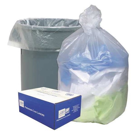 Ultra Plus 56 gal Trash Bags, 43 in x 48 in, Heavy-Duty, 16 microns, Natural WHD4316