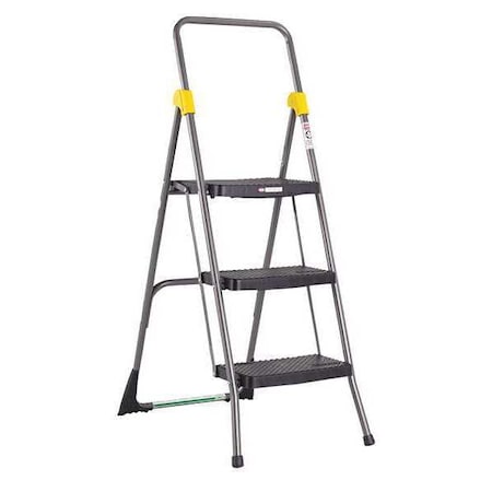 Cosco Folding Step Stool, 3 Step, 300 lb., Gray, 3 Steps, 300 lb Load Capacity, 4.6 ft Overall Height, Steel 11839GGO