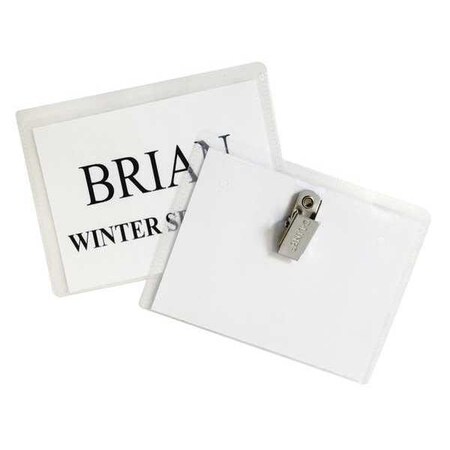 Name Badge Kits, Top Load, 4 x 3, Clear, 50/Box