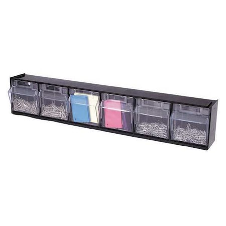 Deflecto Tilt Bin for Storage, 6 Bins, Black 20604OP