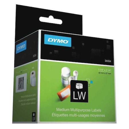Dymo Address Label, 2.25x1.25", White, PK1000 30334