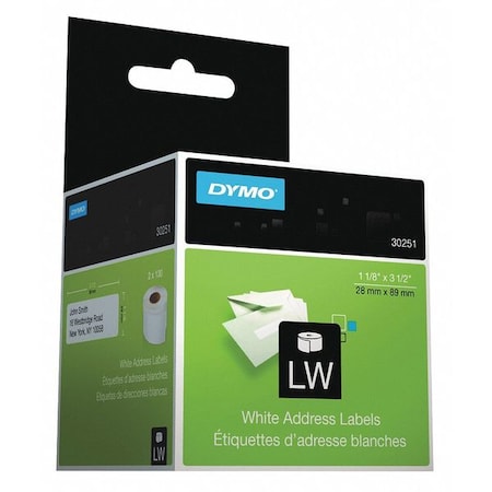 Dymo Address Label, Self-Adhesive, White, PK2 30251