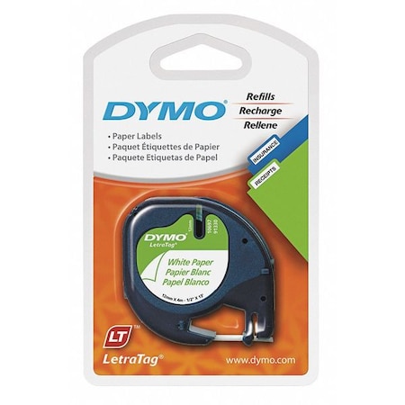 Dymo Paper Label Tape, 0.5"x13 ft., White, PK2 10697