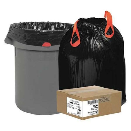Draw N Tie 30 gal 30.5 in x 33 in, Extra Heavy-Duty, 1.2 mil, Black WEB1DT200