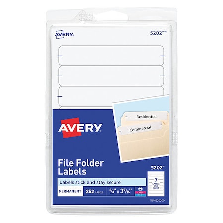 Avery Dennison Label, File, Folder, White, PK252 05202