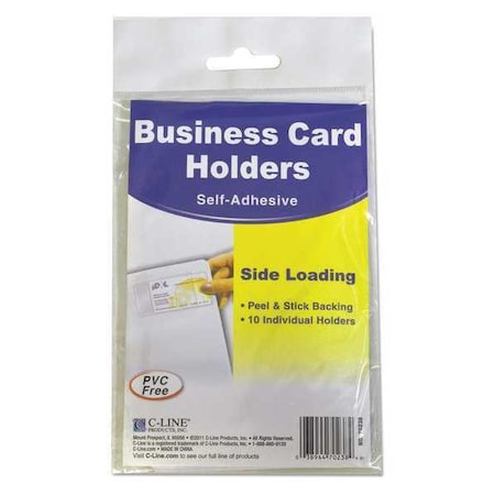 C-Line Products Self-Adhesive Business Card Holders, Side Load, 2 x 3.5, Clear, PK10 70238