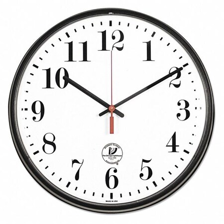 Chicago Lighthouse Atomic Slimline Clock, 12-3/4", Black 67300302