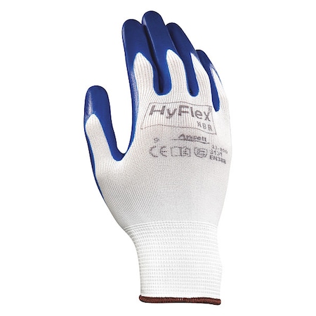 Ansell Coated Gloves, Nitrile, Palm, 4 Abrasion Level, Blue/White, L (9) 1 PR 11-900-VEND