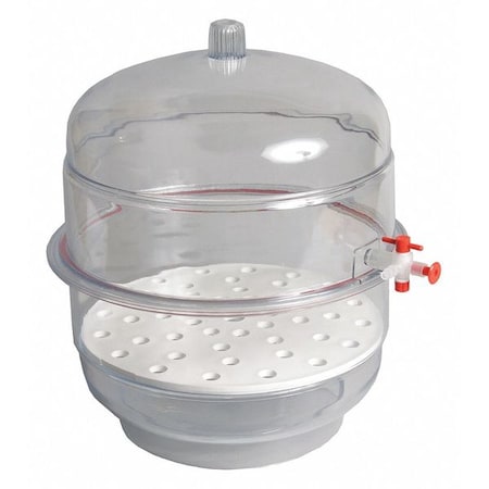United Desiccator, Vacuum, Clear Base, 12" 55217