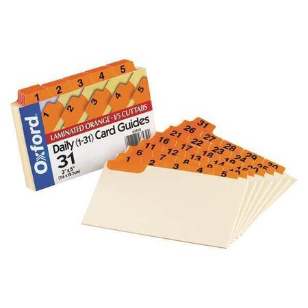 Oxford Guide, Card3"X5", 1-31, Orange, PK31 03532