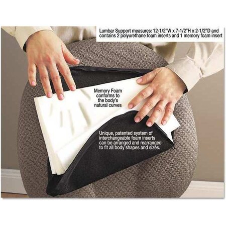 Master Caster Cushion, Deluxe Lumbar, Black MAS92061