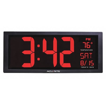 Zoro Select Digital Led Wall Clock, w/In Temp 75127MA1