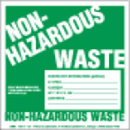 Labelmaster Non-Hazardous Waste Label, w/Gener, PK100, PVC Free Film, 6 in W, 6 in H GWM7