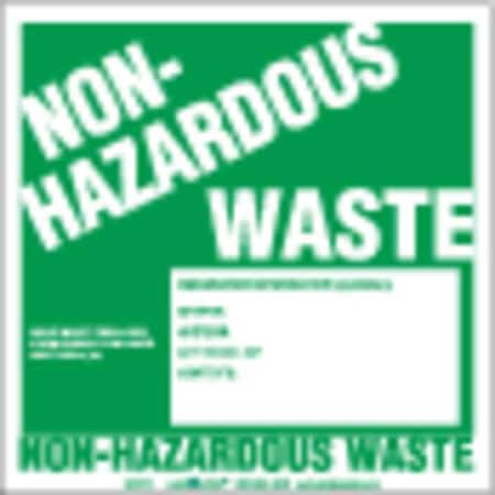 Labelmaster Non-Hazard Waste Label, w/Gen PVCF, PK100 GWMTL