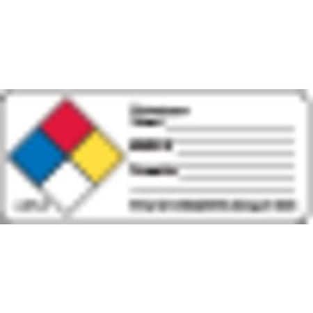 Labelmaster NFPA Write-On Substance Name, Label, Pk500 H-NFRLR