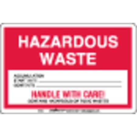 Labelmaster Hazardous Waste Label, Vinyl Stock, PK100, PVC Free Film, 6 in W, 4 in H HWAV