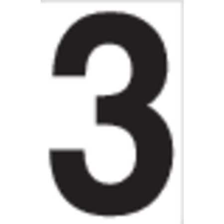 Labelmaster NUMERAL3W"Numeral 3" Labels, 2", White Vinyl (Pack of 50)
