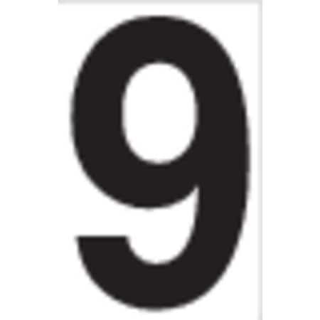 Labelmaster NUMERAL9W"Numeral 9" Labels, 2", White Vinyl (Pack of 50)