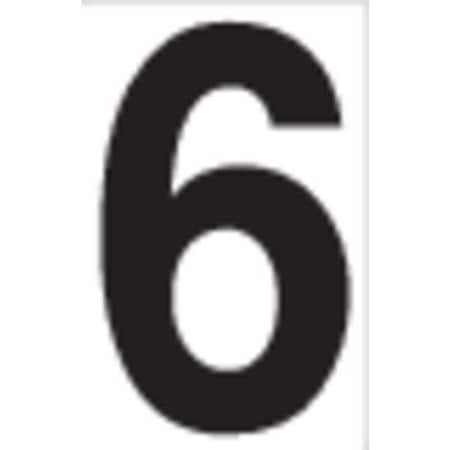 Labelmaster White Vinyl, 3.5"Numeral, 6, DOT, PK50 NUMBER6W