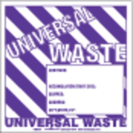 Universal Waste Label w/Generator Info, Unruled, Stock Vinyl