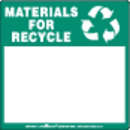 Labelmaster Materials for Recycle Label, PVFC, Pk100 RECY69VS