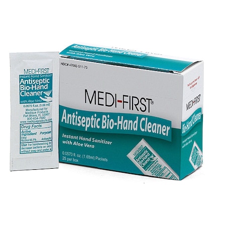 Medique Antiseptic Bio-Hand Wipe, Alcohol, PK25 51173