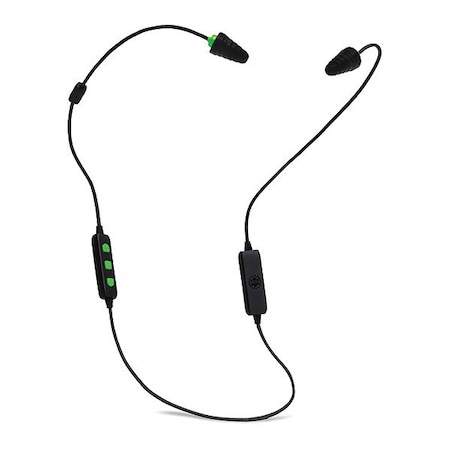 Plugfones FreeReign Reusable Ear Plugs, Flanged Shape, 26 dB, Black/Green, 1 PR PIF-BE