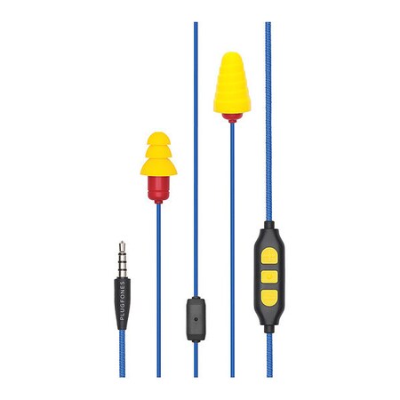 Plugfones Protector Plus Reusable Ear Plugs, Flanged Shape, 26 dB, Blue/Red/Yellow, 1 PR PIPP-UY(VL)
