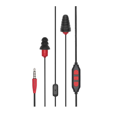 Plugfones Protector Plus Reusable Ear Plugs, Flanged Shape, 26 dB, Black/Red, 1 PR PIPP-BR(VL)