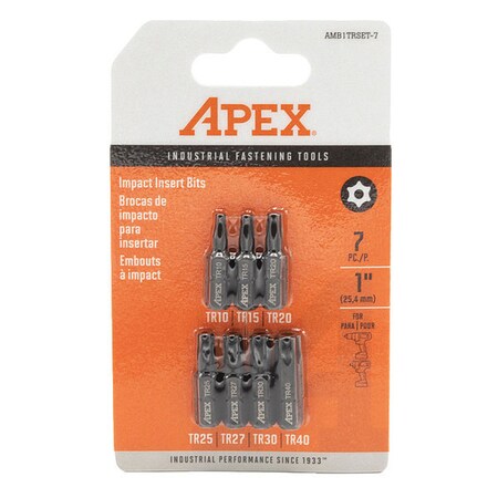 Apex Tool Group Bit, 1", Torx Security Set, 7 pcs. AMB1TRSET-7