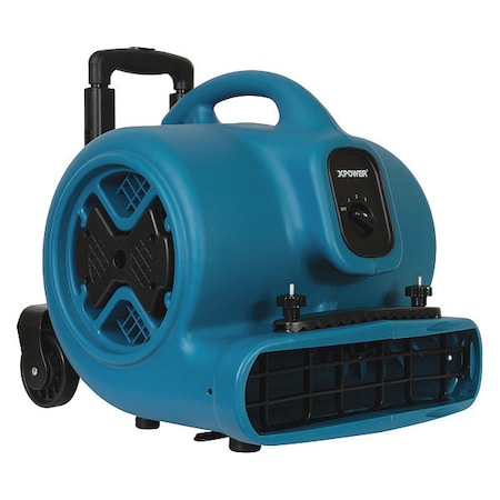 Xpower Air Mover W/ Telescopic Handle, Wheels, Carpet Clamp, 1/2 HP, 2800 CFM, 5 Amps, 3 Positions, 3 Speeds P-630HC