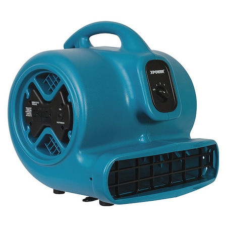 Xpower Air Mover W/ GFCI Power Outlets for Daisy Chain, 1/3 HP, 2400 CFM, 3.8 Amps, 4 Positions, 3 Speeds X-600A BLUE