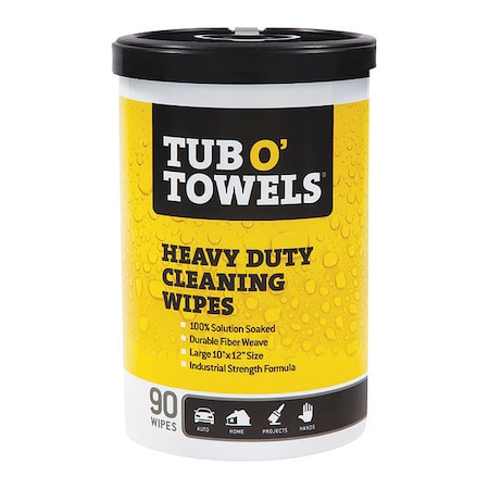 Tub O Towels Cleaning Wipes, Hvy-Duty, 90 Count Canistr TW90