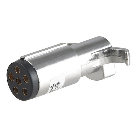 Curt Rnd 6-Way Connector Plug, Chrome Plastic 58120