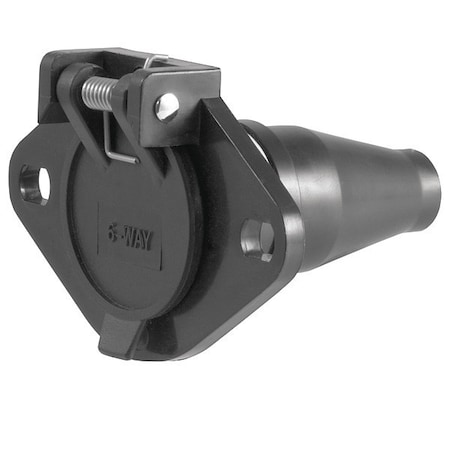 Curt Rnd 6-Way Connector Socket, Black Plastic 58130