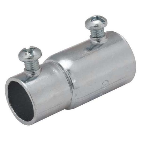 Raco EMT/IMC Coupling, 1/2 in, Set Screw, Steel, Zinc Plated, Gray 1432