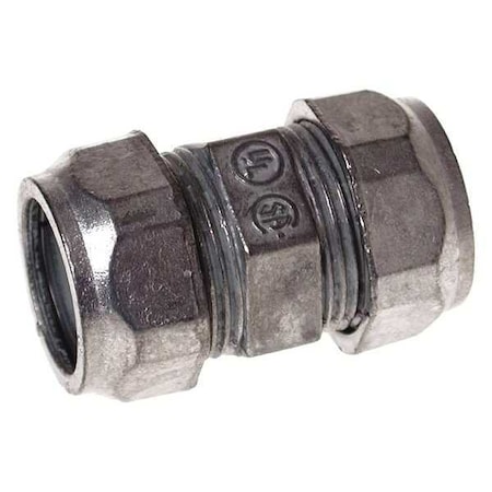 Raco EMT Coupling, 1 in, Compression, Zinc Alloy, Zinc Plated, Gray 2824