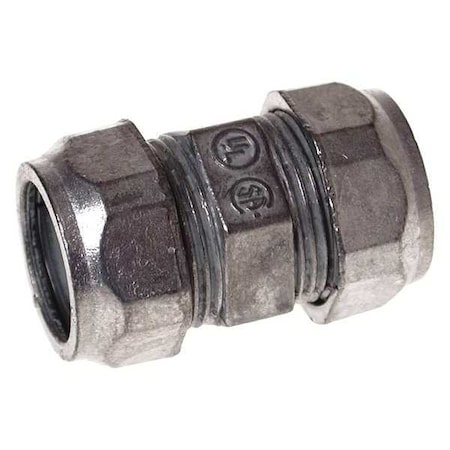 Raco EMT Coupling, 1-1/4 in, Compression, Zinc Alloy, Zinc Plated, Gray 2825