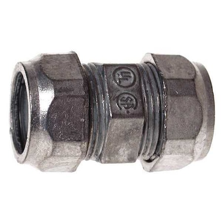 Raco EMT Coupling, 1-1/2 in, Compression, Zinc Alloy, Zinc Plated, Gray 2826