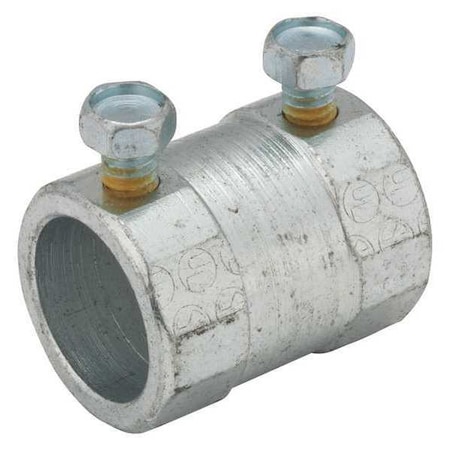 Raco IMC Coupling, 1-1/2 in, Set Screw, Steel, Zinc Plated, Gray 3026
