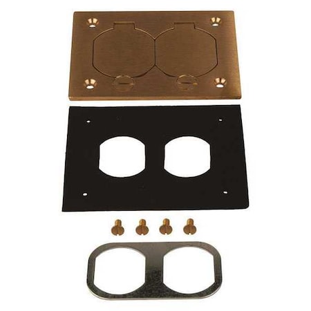 Raco Box Cover, Floor Box Type, 1 Gang, Brass, Single Receptacle Cover Type 6250