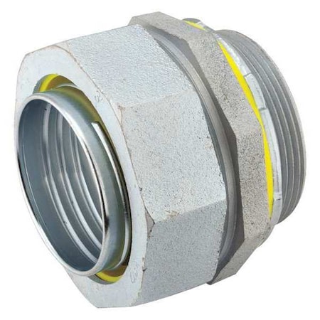 Raco Conduit Fitting Connector, 1/2 in, Liquid-Tight, Steel, Electro Zinc Plated, Gray 3402