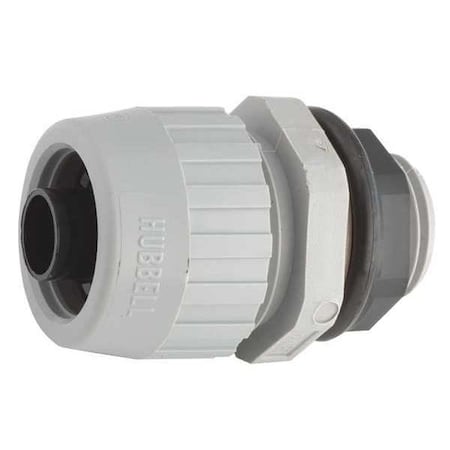 Raco Conduit Fitting Connector, 1/2 in, Liquid-Tight, Nylon, Electro Zinc Plated, Gray 4722