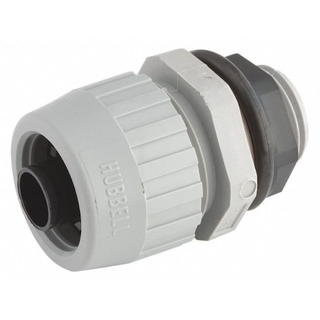 Raco Conduit Fitting Connector, 1 in, Liquid-Tight, Nylon, Electro Zinc Plated, Gray 4724