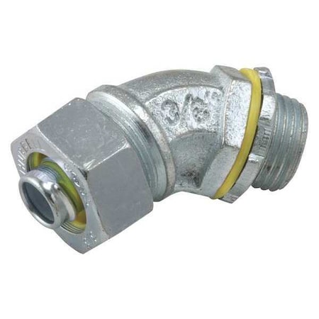 Raco Conduit Fitting Connector, 3/8 in, Liquid-Tight, Steel, Electro Zinc Plated, Gray 3441