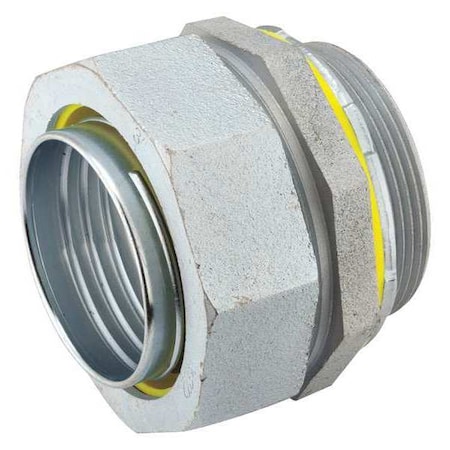 Raco Conduit Fitting Connector, 2 in, Liquid-Tight, Steel, Electro Zinc Plated, Gray 3408