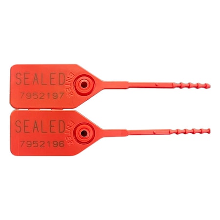Tydenbrooks Adjustable Plastic Equilok Seal, 7" L, Red, 7 Digits, PK100 V32541073-01-GRAI
