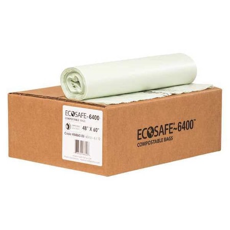 Ecosafe-6400 64 gal Trash Bags, 48 in x 60 in, Extra Heavy-Duty, 0.85 mil, Green HB4860-8
