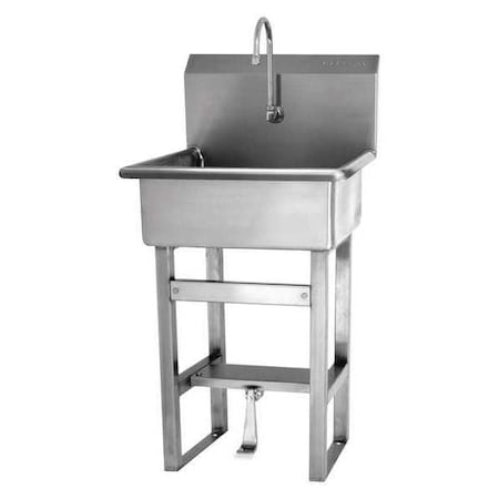 Sani-Lav Floor Mount, 1 Hole, Single Foot Pedal, Silver, Hand Sink 5241-0.5