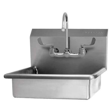 Sani-Lav Wall Mount, 2 Hole, Dual Manual Handle, Silver, Hand Sink 608F-0.5